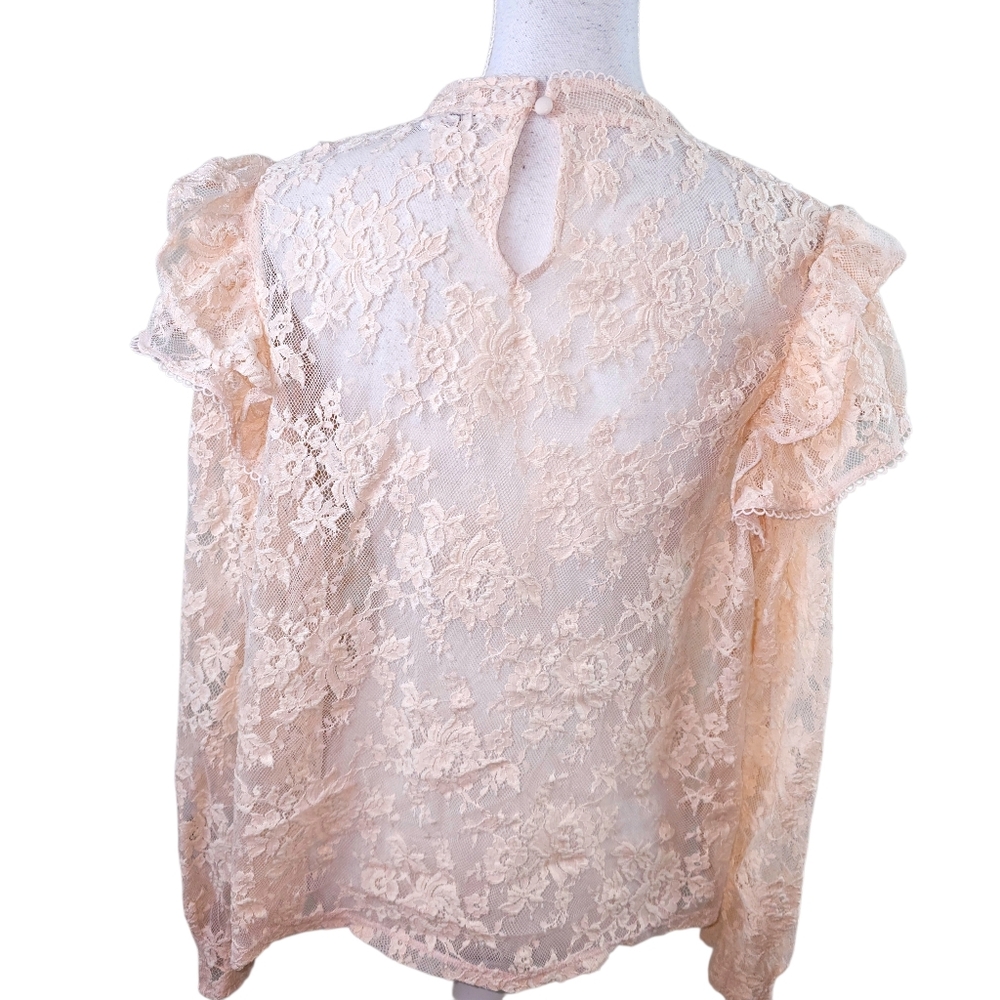 Express Ruffled Lace Blouse In XL - Picture 3 of 6